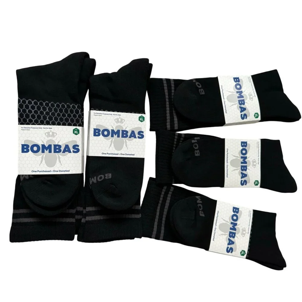 Bombas midcalf socks mens size XL Black Honeycomb stay up antimicrobial treatmen